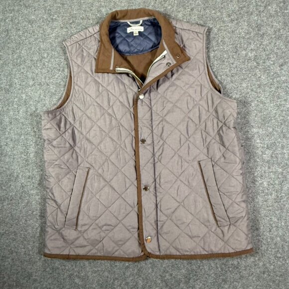 Peter Millar Mens Essex Quilted Vest Purple Grey Sz Large Athlesiure Golf Lux
